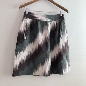 Michael Kors 100% Linen Striped High Rise Waist Flowy Mini Skirt Green